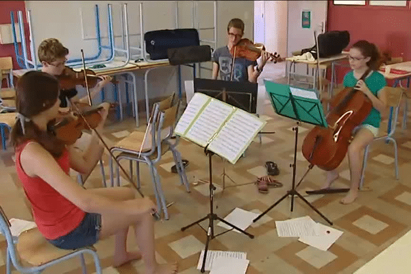 Répétition d'un quatuor de jeunes talents, à l'occasion de "Cordes en ballade" 2015.