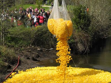 VIDÉO. 13 000 canards en plastique lâchés dans le Gardon pour