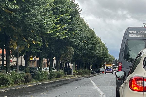 Les pluies du jeudi 26 septembre 2024 ont perturbé la circulation automobile à plusieurs reprises dans Reims, ici sur le boulevard de la Paix.