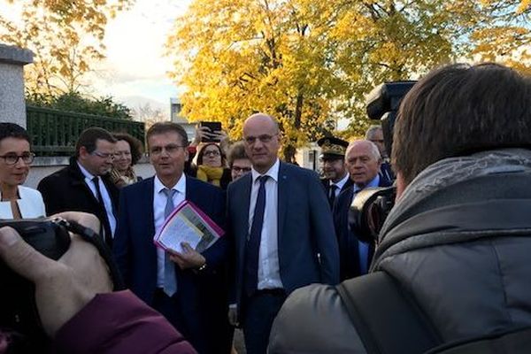 Le ministre de l'Éducation nationale, Jean-Michel Blanquer, lors de son déplacement à Dijon le 9 novembre 2018.