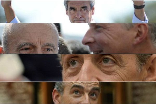 François Fillon, Alain Juppé, Bruno Le Maire, Nicolas Sarkozy et Jean-François Copé (©Xavier Leoty&Jean-Sébastien Evrard / AFP)