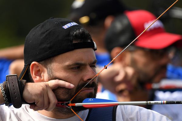 Le gendarme nancéien Florian Eddy Cieplak à l'épreuve de tir à l_arc individuel des Invictus Games à Sydney, le 25 octobre 2018.