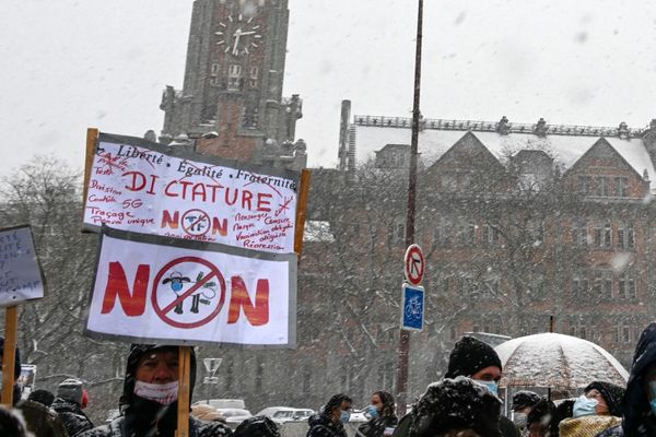 La manifestation contre la loi "sécurité globale" à Lille, le 16 janvier 2021.