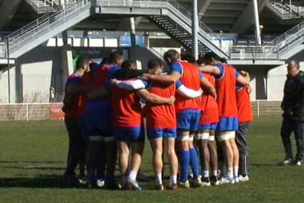 Les joueurs montpelliérains prêts au combat avant leur match à Grenoble - 20 février 2015