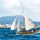 La colombe, une des barquettes qui participera à la parade maritime pour l'arrivée de la Flamme Olympique à Marseille le 8 mai 2024.