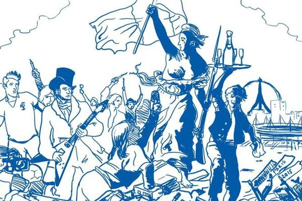 "Nos libertés guidant le peuple" par Pascal Labranche, dessinateur de Nolay, en Côte-d'Or.