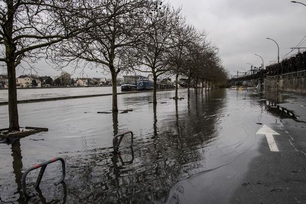 La crue de la Seine en février 2018. Photo prise au niveau de Villeneuve-Saint-Georges (Val-de-Marne).