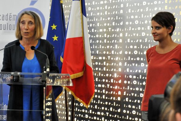 Hélène Bernard avec l'ex-ministre de l'éducation nationale Najat Vallaud-Belkacem