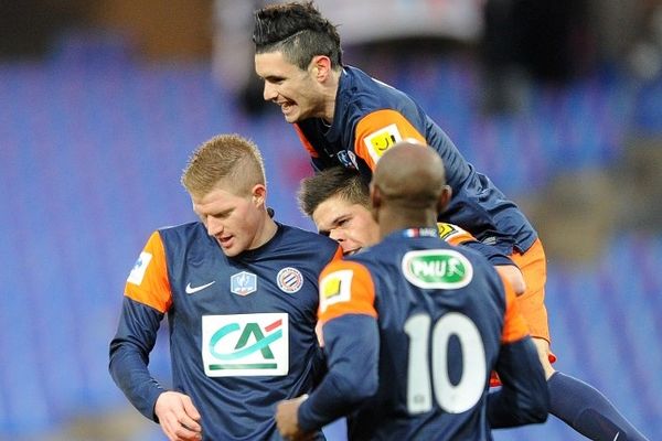 Montpellier - le MHSC ouvre la marque par Charbonnier à la 15e minute en 16e de finale de coupe de France - 23 janvier 2013.