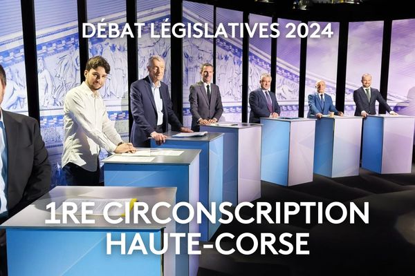 Débat entre 8 des 10 candidats en lice dans la 1re circonscription de Haute-Corse : Michel Castellani (Femu a Corsica) député sortant, Julien Morganti (Divers), Jean-Michel Marchal (Rassemblement National), Jean-Michel Lamberti (Reconquête), Nicolas Battini (Mossa Palatina), Jean-Baptiste Lucciardi (Core in Fronte), Jean-François Paoli (Divers centre), Sacha Bastelica (La France Insoumise s'inscrivant dans la démarche du Nouveau Front populaire)