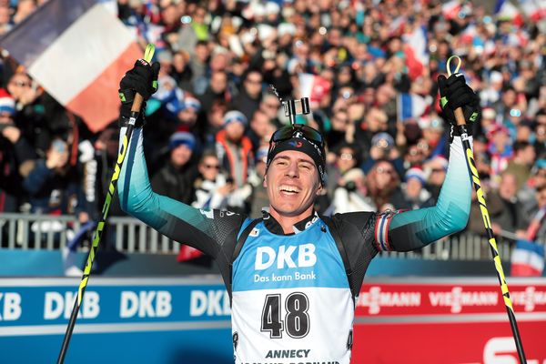 Quentin Fillon-Maillet lors de sa troisième place en sprint le 19 décembre au Grand-Bornand.