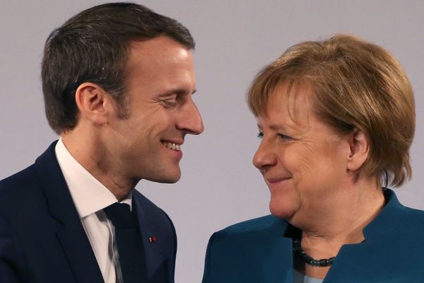 La chancelière Angela Merkel et le président Emmanuel Macron à Aix la Chapelle ce 22 janvier 