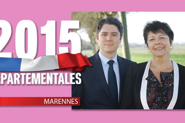 Le binôme Mickaël Vallet / Michèle Bazin, candidats de l'Union de la gauche dans le canton de Marennes.