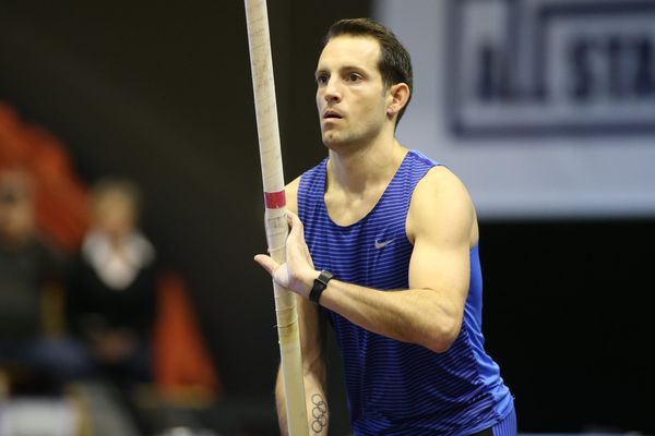  Renaud Lavillenie lors du All Star Perche, le 5 février 2017, à la Maison des sports de Clermont-Ferrand (63).