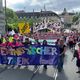 Plusieurs milliers de personnes ont défilé dans les rues de Bâle (Suisse) ce vendredi 14 juin 2024 pour demander l'égalité des droits entre les femmes et les hommes.