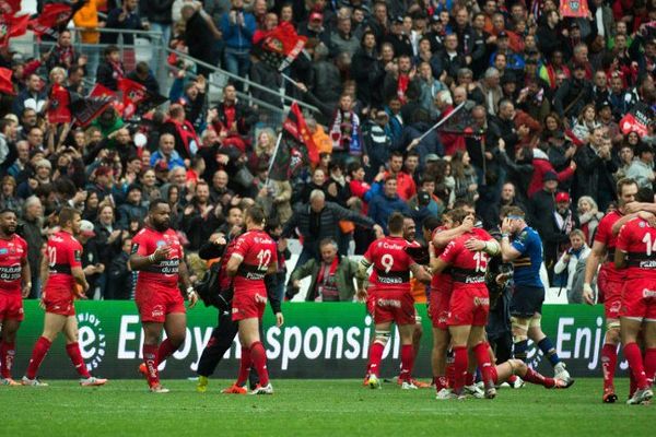 Le RC Toulon lors de la demi-finale de coupe d'Europe remportée au Vélodrome à Marseille face à Leinster le 19 avril.