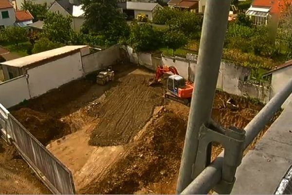 Le chantier du futur parking, où a été découvert la bombe de la seconde guerre mondiale.