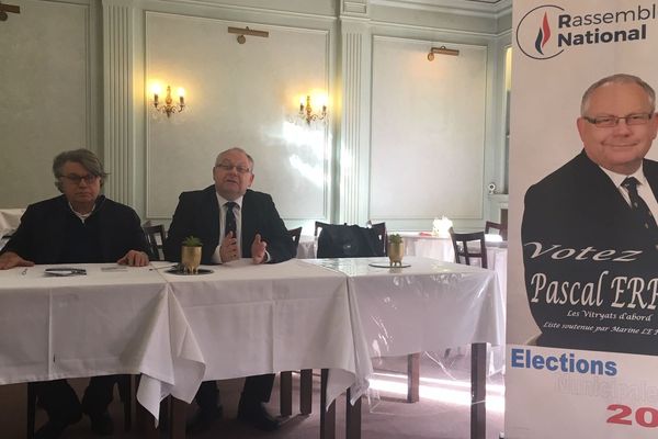 Dans le cadre des élections municipales 2020, Gilbert Collard et Pascal Erre donnent une conférence de presse à Vitry-le-François le samedi 22 février 2020.