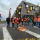 Rassemblement d'élus syndicaux devant le siège du groupe Bonduelle, à Villeneuve-d'Ascq, vendredi 22 novembre, pour dénoncer le plan de licenciement de 159 emplois d'une usine dans la Meuse.