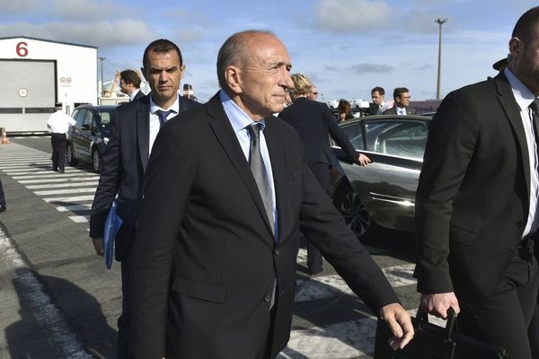 Le ministre de l'Intérieur Gérard Collomb lors d'une précédente visite à Calais.