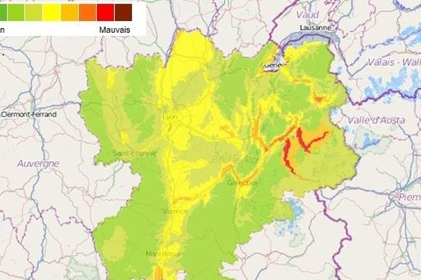 La qualité de l'air en Rhône-Alpes le 13/11/2013