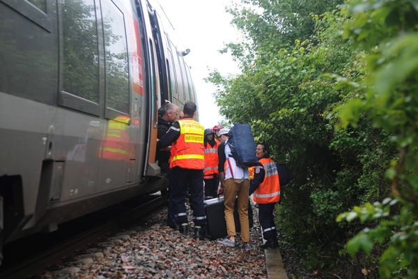 Le train, transportant environ 300 passagers, a été immobilisé suite à l'accident.