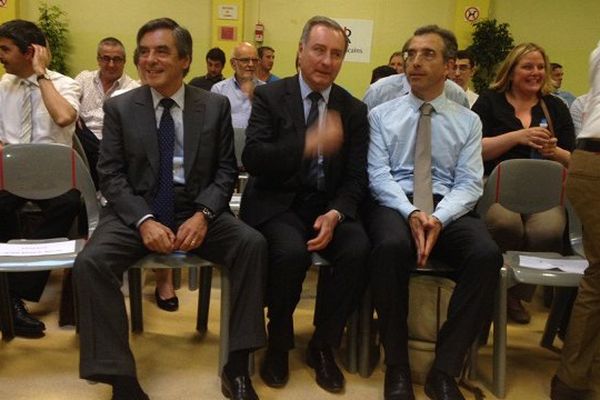 François Fillon , avec Jean-Luc Moudenc et Dominique Reynié. 