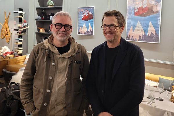 Stéphane Brizé et Guillaume Canet à Orléans, 13 février 2024.