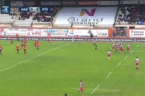 Narbonne a réussi à battre Oyonnax 21-16 à domicile lors de la 13e journée de Pro D2 - 4 décembre 2016