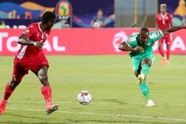 Moussa Konaté (en vert), lors du match Sénégal/Kenya le 1er juillet dernier. 