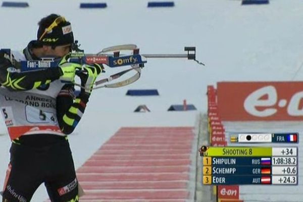 Le Catalan Martin Fourcade, dans un jour sans,dans l'épreuve française de la coupe du monde.