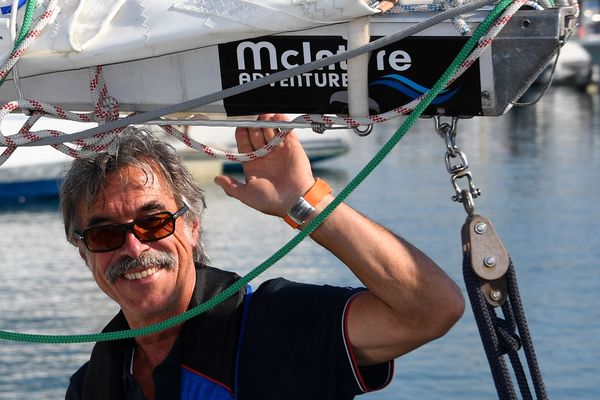 Loïc Lepage avant le départ de la Golden Globe Race 2018