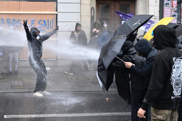 Lors de la manifestation contre la réforme des retraites à Rennes, le 23 mars 2023