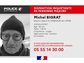 La police de la Haute-Vienne est à la recherche de cet homme de 82 ans, porté disparu.