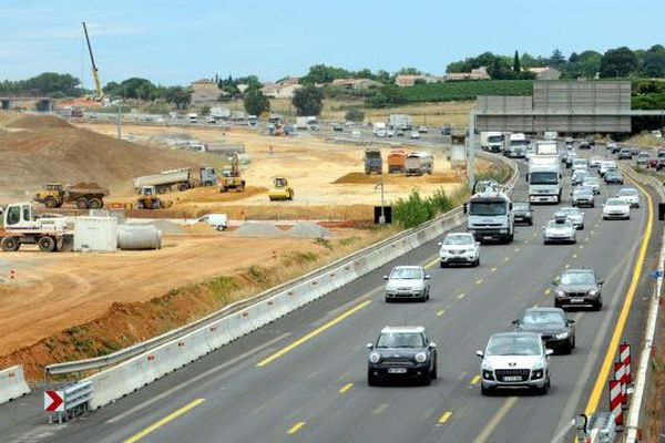 Montpellier - les travaux du doublement de l'A.9 - janvier 2016.