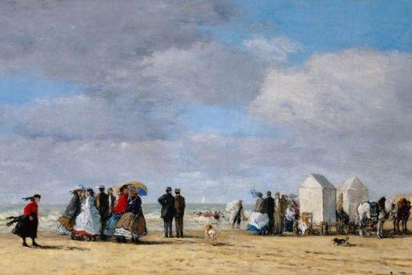 Eugène BOUDIN (1824-1898), La Plage à Trouville, 1865. 