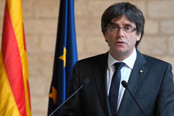 Barcelone - allocution de Carles Puigdemont, président de la Catalogne - 26 octobre 2017.