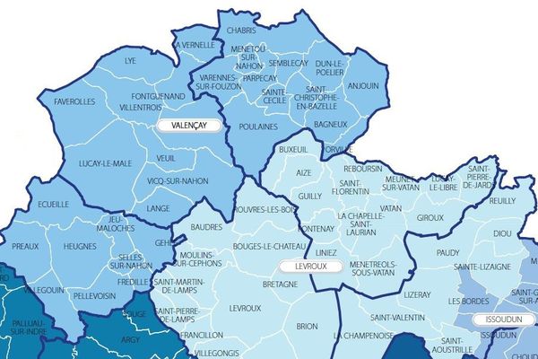 Les cantons de Valençay et Levroux, dans l'Indre.