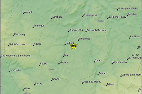 Un tremblement de terre de magnitude 2,8 ressenti à Poitiers et dans ses environs