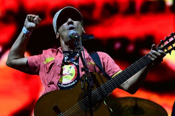 Manu Chao lors d'un concert à Budapest en Hongrie le 12 août 2016.