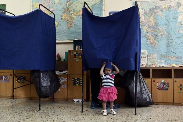 Un bureau de vote en Grèce