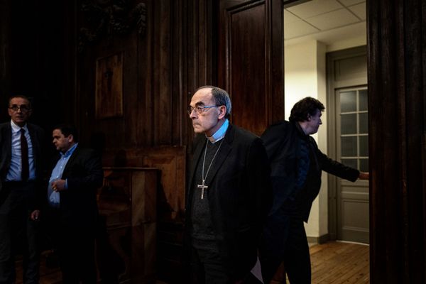 Le Cardinal Barbarin en janvier 2020 lors d'une conférence de presse