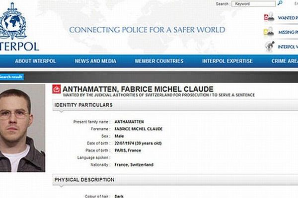  Fiche Interpol de Fabrice Anthamatten 