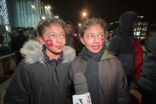 Supporteurs marocains le 6 décembre dans les rues de Strasbourg