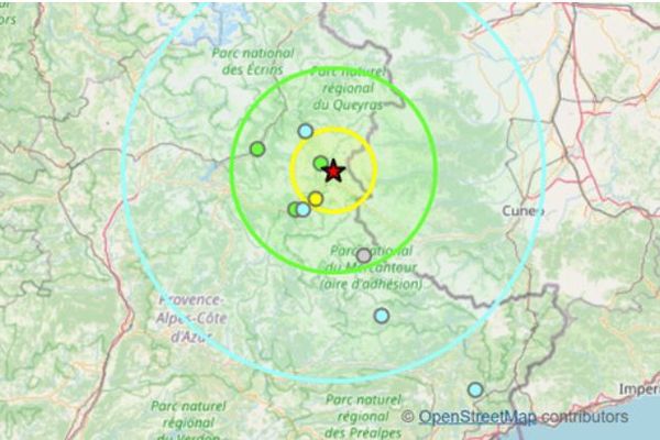 Selon le Bureau central sismologique français, un séisme de magnitude 4,1 a été enregistré, ce mardi 16 mai, à 8h24, au nord de Bercelonnette, la capitale de la vallée de l'Ubaye, dans les Alpes-de-Haute-Provence.