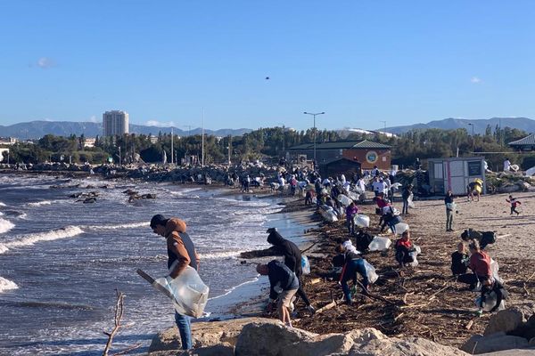 Plage du Prado à Marseille. Le rassemblement a duré toute la matinée mais de nombreux déchets subsistent