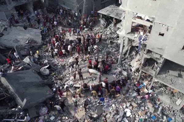 Bombardements à Rafah le lundi 11 février 2024.