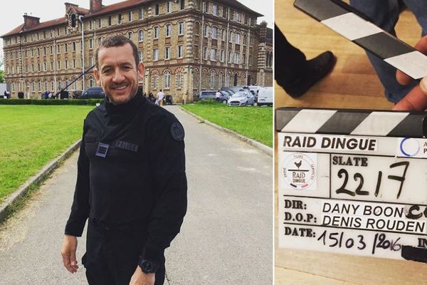 Dany Boon pendant le tournage du film "Raid dingue".