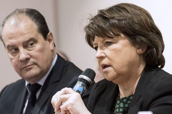 Jean-Christophe Cambadélis et Martine Aubry en janvier 2015.