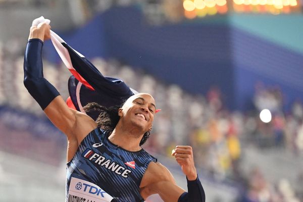 Pascal Martinot-Lagarde, après sa médaille de bronze à Doha, au Qatar.